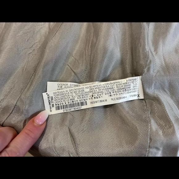 ZARA Gray Marl Herringbone Frock Blazer Jacket Zip Up Stretchy Career Medium - Picture 15 of 15